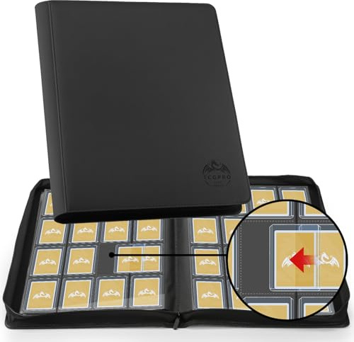 TCGPRO Lot de 16 pochettes Toploader - Pour 640 cartes à collectionner de 7,6 x 10,16 cm - Avec pochettes - Album à chargement par le haut - 20 pages double face - Compatible avec cartes à