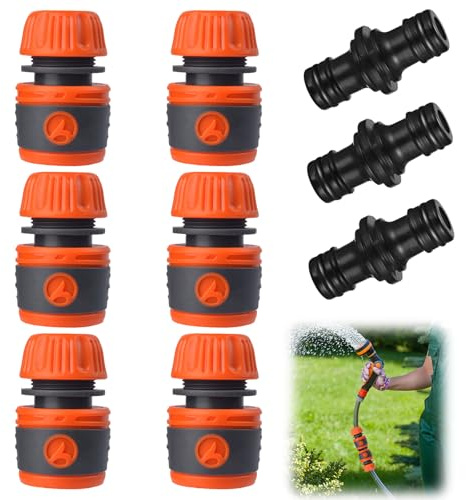 Raheem 9 stycken slanganslutningar, 6 stycken, 1/2 tum, slangkontakter, 13 mm, med 3 stycken kopplingar, kompatibel med kran, trädgårdsslang, trädgårdsbevattning, biltvätt och hushållsanvändning