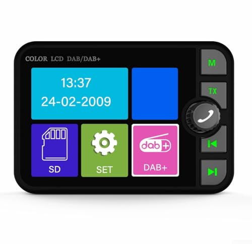 URPIZY Digitaler DAB+ Autoradio Adapter Mit 2.4 Zoll Farbdisplay, MP3 Player, FM Transmitter Und TF Kartenslot Für Fahrzeuge Mit AUX Anschluss