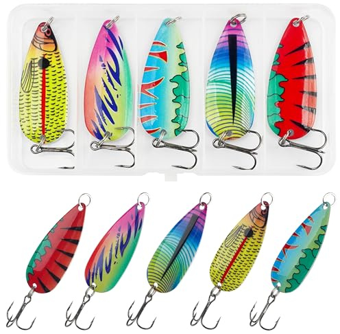 Angelköder Forellen Spoon Set Forellenköder Spoons Spinner Blinker mit Drillingshaken Und Spaltringe Forellenangeln Trout Spoon Kunstköder zum Forellen Barsch Hecht Zander Angelzubehör