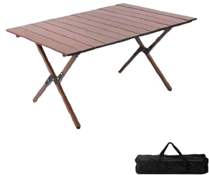 Mesa Plegable Portatil Camping ,Mesa Enrollable de Aluminio Ligera para 4-6 Personas,Acero al Carbono,Mesa De Picnic con Bolsa de Almacenamiento para Acampar,Picnic,Barbacoa,Patio,Fiesta 120*60cm