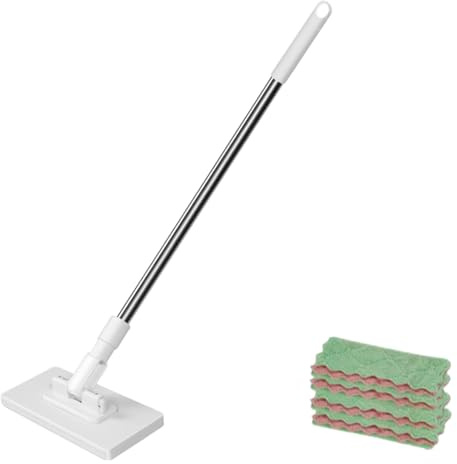Nimomo 16 x 8,5 Mini Mopa Multifunción con Clip, sin Manos sucias, desmontaje automático y sujeción de la fregona de Toalla Facial con Solo Pulsar un botón + 4 Trapos Gratis