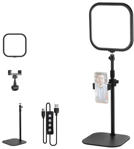 NEEWER Basics 10,8 tum ljus för videokonferenser med stativ och mobilstativ, 15 W Bi Color Edge Lit Full Screen Desk Light CRI95+ för bärbar dator, webbkamera zoom samtal strömning, L220