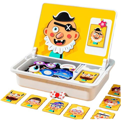 Visages magnétiques pour Les Tout-Petits Livre magnétique Double Face Amusant pour Puzzle et Peinture Jouet d'apprentissage éducatif préscolaire Puzzle magnétique Déguisement Puzzles m