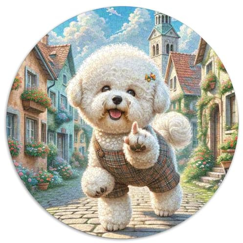 Bichon Frise Rund Puzzles 1000 Teile Fur Erwachsene Und Kinder Tieres Haustiers Cute Geschicklichkeitsspiel Geschenk Fordernd Kleinkinder Groß 1000pcs (67.5x67.5cm)