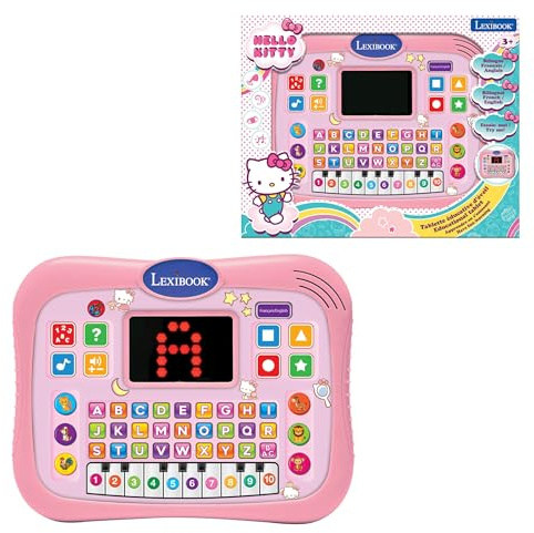 Lexibook, Hello Kitty Tablette Éducative, JCPAD007HKi1LXB | Anglais/Français, Apprentissage de l'alphabet, Boutons tactiles, écran LED, Tablette parlante