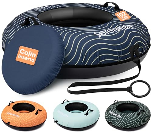 SereneLife Tubo de Nieve de 40'' para Deslizamiento - Base de Plástico Duro Resistente, Tubo Interior de Goma, Funda Oxford y Correa de Remolque - Trineo Inflable para Niños y Adultos