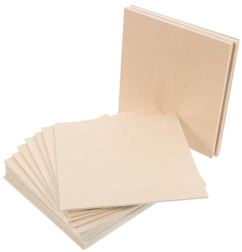 BESTonZON 20pcs DIY Wood Chips for Painting Unfinished Square Basswood Boards 100x100mm 1.5mm Thick Craft Wood Pieces for Boys and Girls Drawing