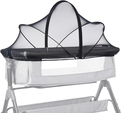 Foldable Mosquito Net for Babies Crib to Keep Insects/Bugs/Cats Out,Baby Mosquito Net with Noiseless Zipper for beds,Safety Net with Breathable Mesh Holes for Toddler Bassinet/Crib (Black)