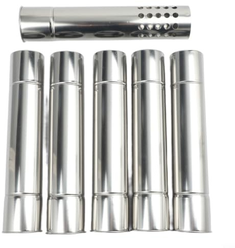 Belnotelt Kit de tubo de chimenea de estufa de leña de acero inoxidable para tienda de campaña, 5 piezas de extensión de chimenea de 30 cm x 6 cm con parachispas, accesorios portátiles para estufa de