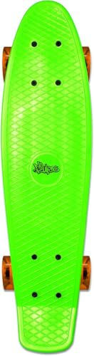 Muuwmi Skateboard Fun grün-orange – mit LED-Leuchtrollen - Board Deck 57x15cm - ABEC5 und PU-Rollen 60x45mm