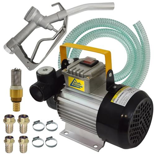 AMUR Profi-Pumpe® Kit Bomba de Gasoil 230V Standard-4 | Caudal 60L/min (3600 l/h) | Bomba de Trasvase Diésel Autocebante 370W | Incluye Pistola de Aluminio, Manguera de 6m y Accesorios de Latón