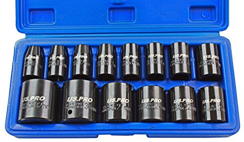 US Pro 14Piece Impact sockets, 1/2 10-32 mm Shallow Socket Set