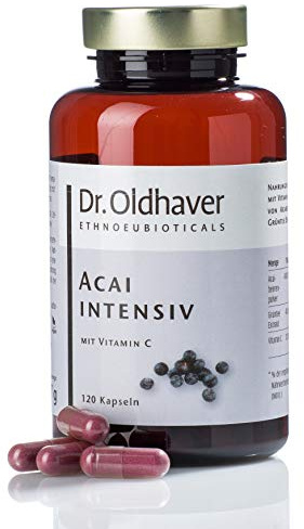 Dr. Oldhaver Acai Intensiv – Acai Beeren Kapseln Hochkonzentriert mit Grüntee Extrakt und Vitamin C (120 Stück), Frei von Gluten und Laktose, für den Energiestoffwechsel