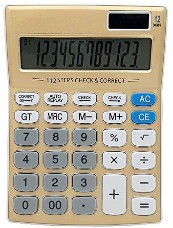Mengshen Tischrechner Groß, Solarbatterie Dual Power mit 12-stelligem großem LCD-Display Grundrechenmaschine für Büro/Zuhause Elegantes Design