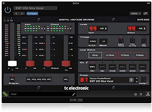 TC Electronic DVR250-DT Digital Vintage Reverb con interfaccia hardware stimolante