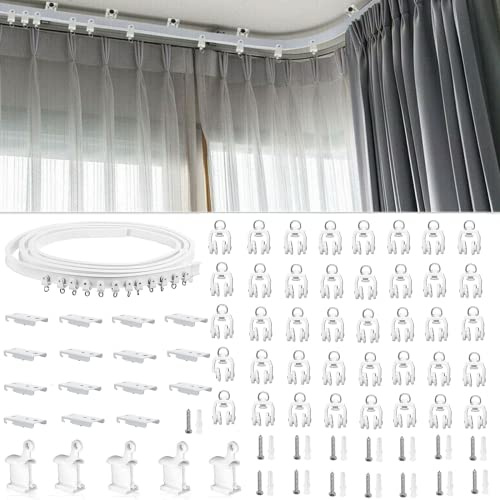 TOPWA Vorhangschiene 5 m flexibler Kunststoff PVC Läufer Duschvorhänge Raumteiler Top Clamping