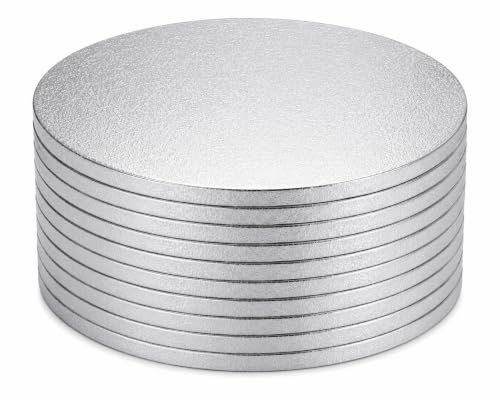 Decoraciondulce - 10 x Bases Redonda Plata de 1.2 Cm. Altura con diametro (28cm)