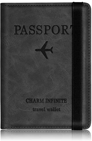 Impfpass Hülle Reisepasshülle, Urlaub Zubehör, Kunstleder Passhülle mit RFID-Blocker, Schutzhülle Tasche für Kreditkarten Damen Herren Reisepass, Ausweis und Reisedokumente,Travel Organizer（Schwarz）