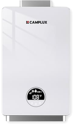 CAMPLUX Tankless Natural Gas Water Heater, 3.18 GPM On Demand Instant Water Heater, 82,000 BTU, White
