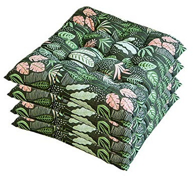 FTTKGRL 4 Pack Chair Pads,Premium Padded Cushion With Ties for Garden Patio Kitchen Dining,Decorative Chair Cushion for Indoor Outdoor Garden Office Living Room 40 x 40 cm (Style U)