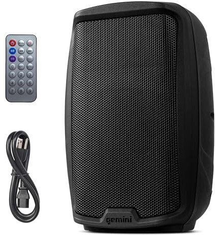 Gemini Sound AS-2115BT Active Bluetooth PA, Woofer de 15 pulgadas 2000W WATTS DJ altavoces, SD, USB, entrada/salida XLR, micrófono de 2 x 1/4 pulgadas/entradas de RCA y AUX con asas, TWS