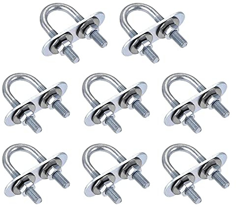 sourcing map 8 Satz Runde U-Bolzen Stahl M6 mit Mutter Platte Scheiben 16mm Innen 46mm Lang