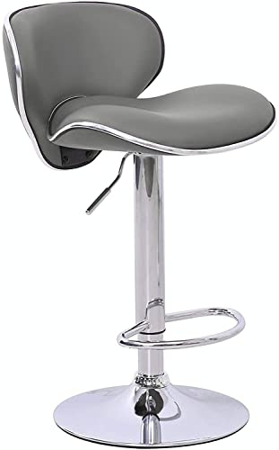 EVRE Bar Stools, Breakfast Bar Chairs with High-Density Padded Seat, 360° Swivel Gas Lift, Armless Design, Steel Frame, Multifunctional for Kitchen, Dining, Living Room, Restaurant (Grey, Set of 1)