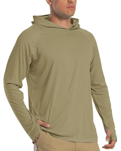 TACVASEN Felpa Uomo con Cappuccio UPF 50+ Protezione Solare T Shirt Uomo Maniche Lunghe Maglietta Antisudore Maglia Trekking Sport, Ciano Opaco XL