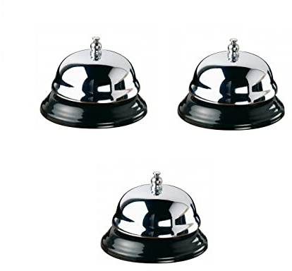 TEMPO DI SALDI 3 X Sonnette De Table en Métal Brillant pour La Réception Hôtel Et Restaurant