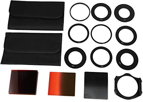 Duendhd 24 Stück Voll- + Verlaufsfilter-Set + 9 Größen Adapter Ring Filterhalter für P Serie LF78