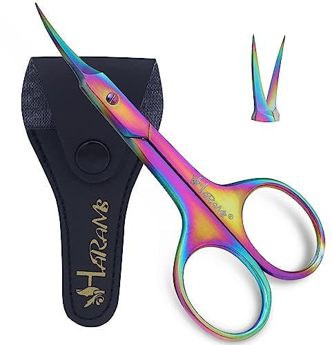 Harams® Cuticle Scissors Extra Fine Curved Multipurpose Little Beauty Scissors for Manicure Pedicure, Eyebrows, Eyelash, Nose, Beard, Mustache, Hair Trimming | Grooming Shears for Men and Women
