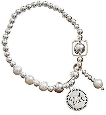 YUUKI Armband Silber 925 Damen,Armband Aus Sterlingsilber 925 Für Frauen, Silberarmband Mit Runden Buchstaben, Kugelperlen-Tennisarmbänder Für Frauen, Mode-Kristallschmuck Für Männer Und Frauen