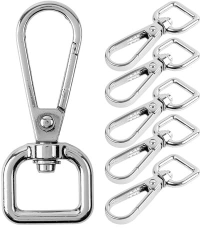 Your Day Mate Karabinerhaken mit Drehverschluss, D-Ring mit Karabiner Haken, Taschen Karabiner mit 360° Grad drehbarem Ösenring, Metall Gurtschnalle mit Haken zum Basteln