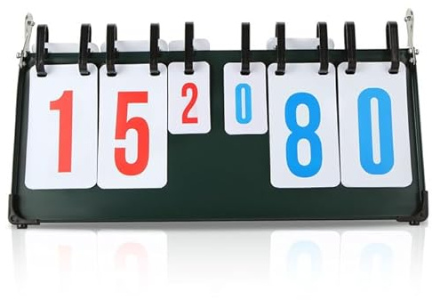 Flip Scoreboard Tabletop Score Flipper, Portable Flip Score keeper, Football Scoreboard for Indoor & Outdoor Sports, Score keeper Flips up to 99 for Baseball, Volleyball, Basketball, Tennis (6-Digit)
