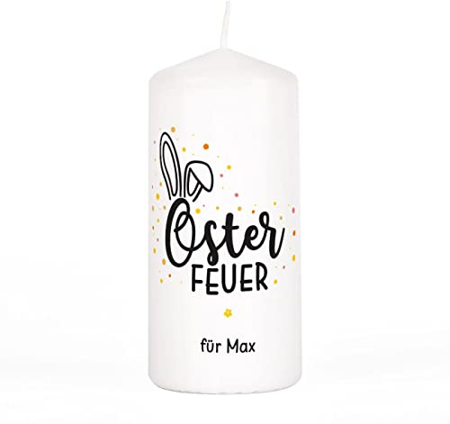 Herz & Heim® Osterkerze als Osterdeko oder Ostergeschenk mit Namensaufdruck (Osterfeuer)