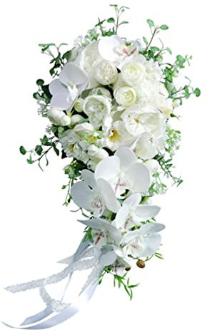 MUNACRAFT Hochzeit Cascading Brautstrauß künstliche Schmetterling Orchidee Wasserfall Blumen-Standard