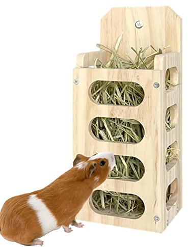 Heuhalter für Kaninchen | Holz Heuraufe für Meerschweinchen - Hasen-, Hasen- und Meerschweinchen-Heu-Futterkorb-Futterspender, Kleintier-Haustierbedarf