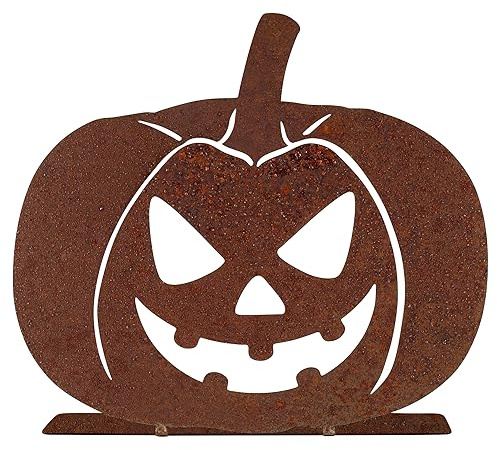 EXTRAVAGANT® Halloween Deko-Aufsteller & Aufhänger – Handgefertigte Kürbis-Designs & Happy Halloween Schild – 4 einzigartige Varianten - Aufsteller böser Kürbis - Outdoor und Indoor Deko