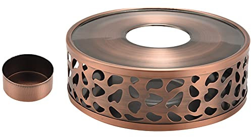 Kopinma Teapot Warmer with Candle Holder Stainless Steel Candle-Powered Heating Base for Quick Tea Warming Elegant