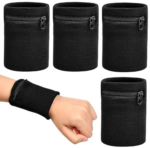 Sport Handgelenk Tasche,4 PCS Sport Handgelenk Brieftaschen Mini Wristband Handgelenktasche Armband Geldbörse mit Tasche für Männer & Frauen im Freien Wandern Reisen
