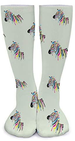 FWJZDSP Bemalte Zebra-Kunst für Damen über der Wade, hohe dicke Socken, Cosplay-Strümpfe, Sport-Beinstulpen