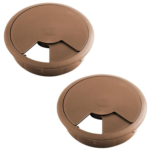 cyclingcolors 2X pasacables 80mm plástico Tapa Redondo Escritorio Mesa Mueble, Nogal