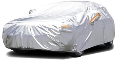 LST Autoabdeckung Outdoor Wasserdicht UV-Schutz Atmungsaktiv – Wind- & Staubdicht, Premium-Material, Wetterfest, Universal für Autos (406-590 cm), Idealer Schutz für den Außenbereich (Silber, XL)