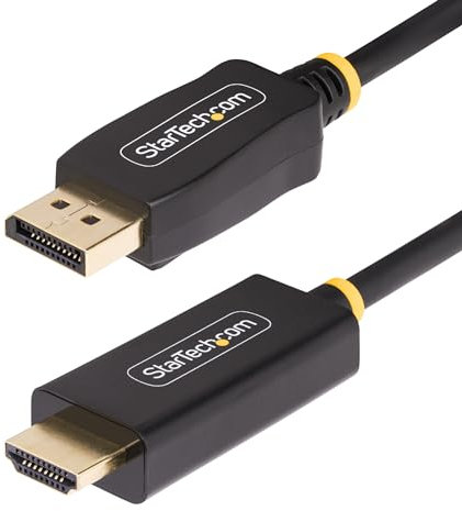 StarTech.com 6.6ft (2m) DisplayPort to HDMI Adapter Cable, 4K 60Hz with HDR, DP to HDMI 2.0b Cable, Active Video Converter