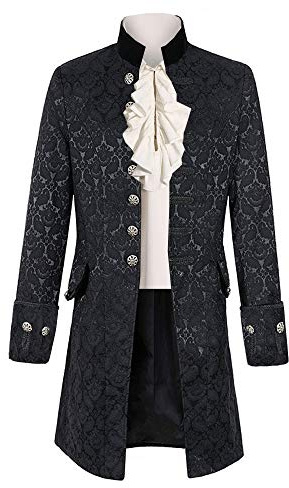 Runcati Manteau de frack steampunk pour homme, style victorien, renaissance, pirate, viking, gothique, jupe de marche, veste médiévale