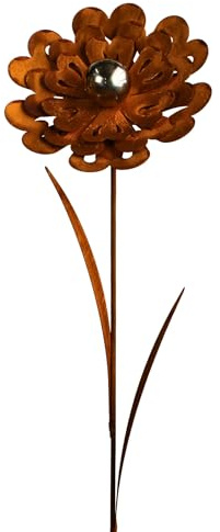 Manufaktur Lichtbogen Rost Blume mit Edelstahlkugel 112 cm Edelrost Gartendeko Metall Gartendekoration