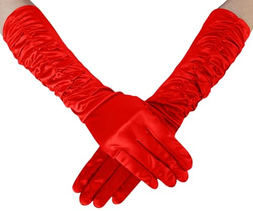 Handschuhe Lange Party Hochzeit Braut Handschuhe, 1 Paar Handschuhe Elegant Damen Satin Classic Abendhandschuhe Classic Opera Party Halloween Karneval Kostüm 1920er Handschuhe, Opernhandschuhe