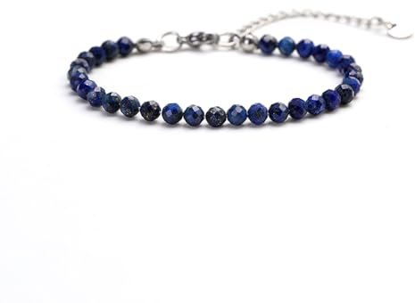 Kim Johanson® Damen Fußkettchen mit echten Natursteinen in Silber I Naturstein Fußkette mit 4mm Edelstein Perlen I Wasserfest | Boho Schmuck für Frauen | Verstellbar