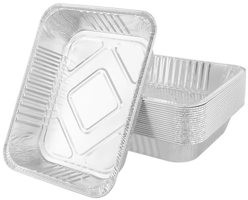 KOHAND 20 bandejas de aluminio para hornear, 32,5 x 26 x 6 cm, 3500 ml, recipientes para hornear, asar, almacenar alimentos para llevar